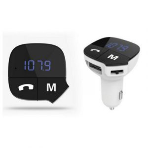 Aquarius Bluetooth Car Adapter Fm Transmitter Hands-Free Calling Car Kit, White
