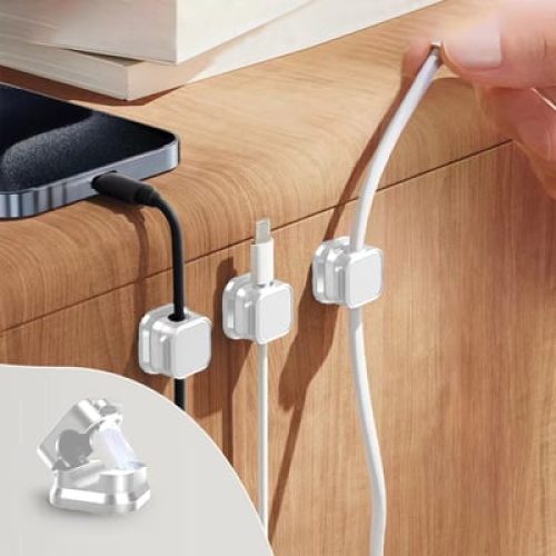 6 Pack Magnetic Cable Clip Organizer Cord Holder, Adhesive Cable Management, Wire Phone USB Charger Cable Holder Keeper Organizer for Car, Office Home Desktop, Wall, Night Table
